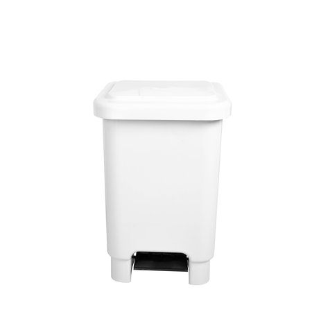 LAR PLASTICS Step-On Trash Can, 6 Gal, White (WH) ST.07 WH
